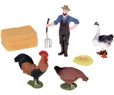 Jokomisiada FARM ANIMALS SERIES Farmer and birds set - hen, rooster, goose ZA6404 D