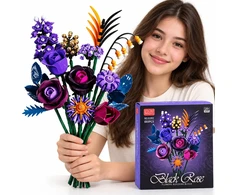 Jokomisiada Flower Blocks DARK ROSES violetinė bouquet of flowers 665pcs ZA6264