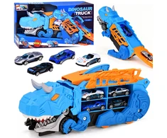 Jokomisiada Foldable car 2 in 1 DINOSAUR garage eats vehicles + signs and springs ZA6595