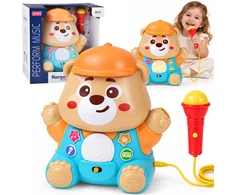 Jokomisiada Interactive TEDDY BEAR KARAOKE + microphone Musical toy for toddlers ZA6617
