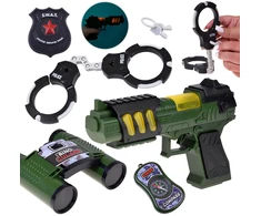 Jokomisiada Kids’ Soldier Play Set with Light and Sound Toy Gun, Binoculars and Handcuffs ZA6316