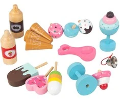 Jokomisiada Large pastel wooden ice cream stand + 8 different ice creams ZA5945