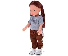 Jokomisiada Lovely Girl Doll with Short Juodas Hair in a Sporty Outfit 33cm ZA5849