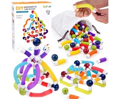Jokomisiada Magnetic blocks TUBES - flexible construction set 226pcs ZA6547