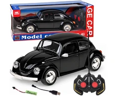 Jokomisiada RC Retro Beetle nuotoliniu būdu valdomas automobilis 1:16 juodas su 27 MHz nuotolinio valdymo pulteliu RC0759