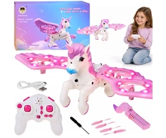 Jokomisiada Remote-controlled flying drone UNICORN PEGASUS - lights up pink RC0777