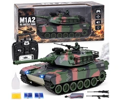 Jokomisiada Remote-Controlled RC Abrams M1A1 Tank Smoke Sound Lights 45 cm RC0770