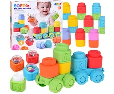 Jokomisiada Rubber blocks 3 in 1 - soft, sensory, sound, light 32 pieces ZA6435