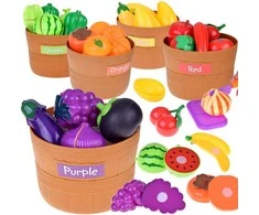Jokomisiada Set for cutting vegetables and fruits with Velcro + learning colors - 34 pieces ZA5904