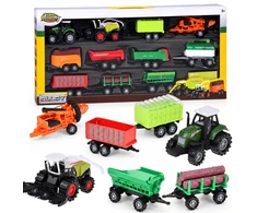 Jokomisiada Set of agricultural vehicles - tractor, combine harvester, trailers 12 elements ZA6419
