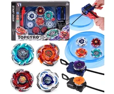 Jokomisiada Set of spinning battle tops 4 pcs + arena and launchers ZA6456