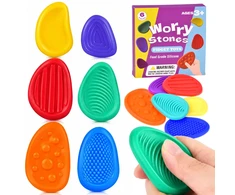 Jokomisiada Silicone Sensory Worry Stones Fidget Toys Set of 6 Textures ZA6423