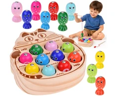 Jokomisiada Wooden arcade game FISHING - magnetic fishing rod 13 pieces ZA6568