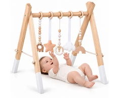 Jokomisiada Wooden Baby Gym with 5 Hanging Toys for Infants ZA6490