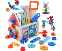 Jokomisiada Wooden DIY Tool Set with Construction House ZA6612