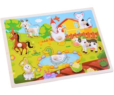 Dėlionė Jokomisiada Wooden Farm Animals Puzzle with Knobs, 7 Pieces ZA6356