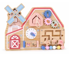 Jokomisiada Wooden Farm Busy Board – Sensory House with Animal Maze ZA6485