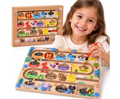 Jokomisiada Medinė magnetinė lenta mokymuisi skaičiuoti ir spalvoms pažinti ZOO MAZE ZA6258