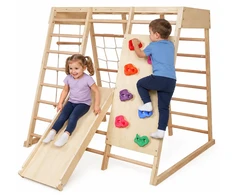 Jokomisiada Wooden playground HOME 6 in 1 Slide Ladders Wall SP0875