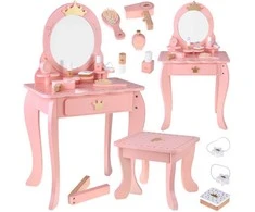 Jokomisiada Wooden Royal Vanity Table with Mirror + Chair + Accessories ZA5934