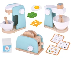 Jokomisiada Wooden set - toaster, kavos virimo aparatas, mixer + accessories Small household appliances ZA5929