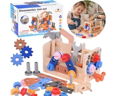 Jokomisiada Wooden Tool Box for Children Workshop Screws Hammer ZA6292