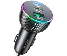 Joyroom automobilinis įkroviklis 70 W su 3 prievadais: USB, 2 x USB C juodas (JR-CL26)