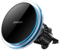 Joyroom automobilinis telefono laikiklis su Qi 15W indukciniu įkrovikliu (suderinamas su MagSafe), skirtas oro išleidimo angai, sidabrinis (JR-ZS291)