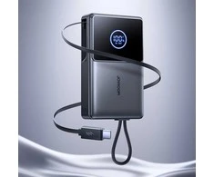 Joyroom JR-PR1 10000mAh 22.5W Powerbank with Built-in Retractable USB-C Cable – juodos spalvos