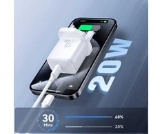 Joyroom JR-TCF20 PD 20W Wall Charger (UK Plug) with 1m USB-C Cable - Baltas