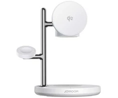 Joyroom JR-W23 Qi2 4 viename stalinis įkroviklis su įmontuota indukcine naktine lempute – baltas
