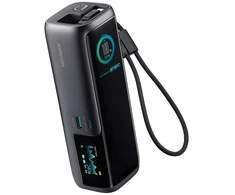 Joyroom PODIX PR70 25000mAh Power Bank iki 240W with Two Built-in USB-C Cables and Two TFT Screens - Gray