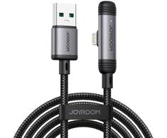 Joyroom S-A56 EnjoyX Series 90° USB-A – Lightning 3A kabelis 1.2m – juodos spalvos