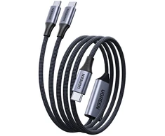 Kabelis Ugreen 2-in-1 USB-C - 2xUSB-C PD 140W 2m - juoda