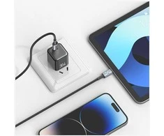 USAMS Huan Series SJ753 30W USB-C į Lightning kabelis 1.2 m titanium