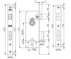 Kale_Killit MORTISE LOCK 152/R-35. WITHOUT CYLINDER