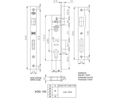 Kale_Killit MORTISE LOCK 153/20-UN NICKEL-PLATED WI