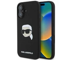 Karl Lagerfeld dėklas skirtas Apple iPhone 16 compatible with MagSafe KLHMP16SSKHPPLK (Sil KL Head Print) juodos spalvos