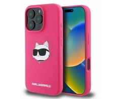Karl Lagerfeld silikoninis Choupette Head Print MagSafe iPhone 16 Pro Max - dėklas telefonui Fuchsia