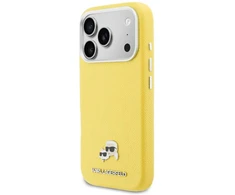 Karl Lagerfeld dėklas, skirtas IPHONE 17 Pro, suderinamas su MagSafe KLHMP17L6PFKCLY (PU FW W/ K&amp;C galvutės smeigtuku), geltonas