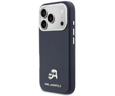 Karl Lagerfeld dėklas, skirtas IPHONE 17 Pro, suderinamas su MagSafe KLHMP17L6PFKCLB (PU FW W/ K&amp;C Head Pin) mėlynas
