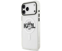 Dėklas Karl Lagerfeld case for IPHONE 17 Pro compatible with MagSafe KLHMP17LHGCHGKBT (IML Choupette Sketch Logo) transparent