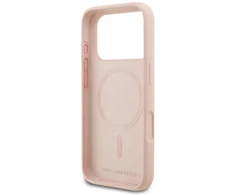 Dėklas Karl Lagerfeld Silicone Karl Sketch &amp; Logo MagSafe Case for iPhone 17 Pro Max - Rožinė
