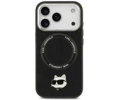 Karl Lagerfeld Choupette Pin MagSafe dėklas, skirtas iPhone 17 Pro Max, juodas