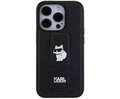 Karl Lagerfeld KLHCN61GSACHPK Apple iPhone 11/ Xr 6.1″ juodos spalvos kietas dėklas Gripstand Saffiano Choupette