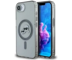 Karl Lagerfeld IML metalinis Karl &amp; Choupette Heads MagSafe iPhone 16e dėklas - Juodas