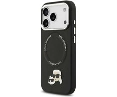 Karl Lagerfeld Karl & Choupette Pins MagSafe dėklas skirtas Apple iPhone 17 Pro juodos spalvos