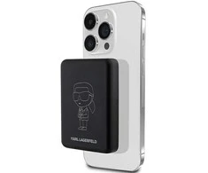Karl Lagerfeld NFT Outline Ikonik MagSafe - Induction Power Bank 5000 mAh 15W MagSafe (juodas)