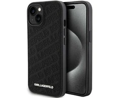 Karl Lagerfeld KLHCP15SPQKPMK Apple iPhone 15/ 14 / 13 6.1″ juodos spalvos kietas dėklas Quilted K Pattern