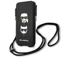 Karl Lagerfeld krepšys telefonui KLHCP12LOPHKCK 6,7" juodos spalvos hardcase Saffiano Ikonik Karl&amp;Choupette Head